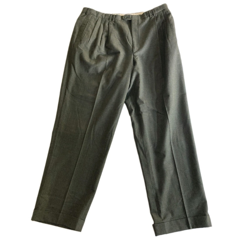Ravazzolo Dress Pants Men 40W X 31L Gray Virgin Wool Pleated Cuffed Classic